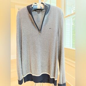 Michael Kors Gray and Blue Zip Up Sweater